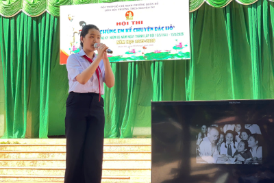TRƯỜNG THCS NGUYỄN DU TỔ CHỨC HỘI THI   “CHÚNG EM KỂ CHUYỆN BÁC HỒ”